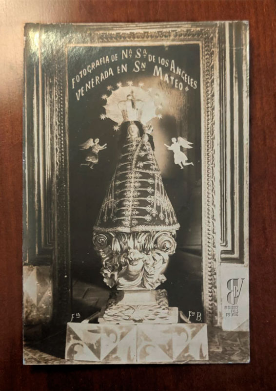 Postal original de finales del siglo XIX de la foto de la Virgen de los Ángeles de Sant Mateu