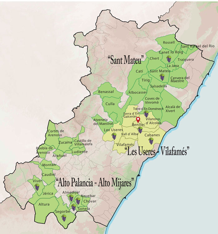 El mapa oficial vinícola de Castelló