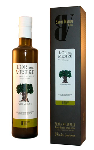 Aceite de Oliva Virgen Extracción en Frío Farga Milenaria 500cc Caja negra lujo de cartón
